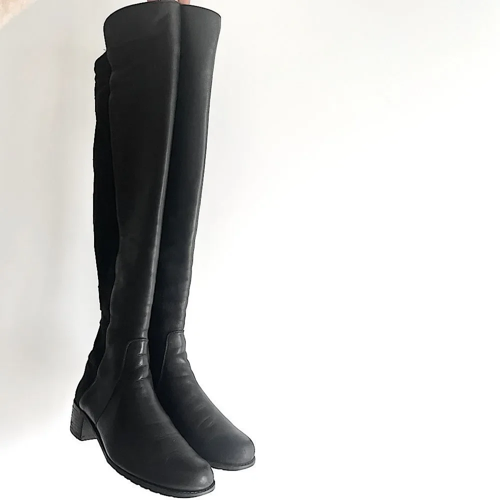 Stuart Weitzman's '5050' Boots Black Nappa Leather Size 7 M